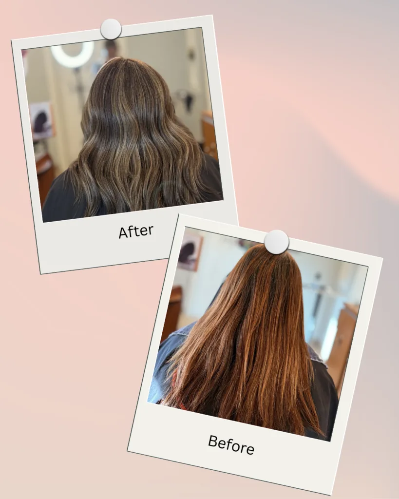 Color Correction before and after result at Barclay's Salon