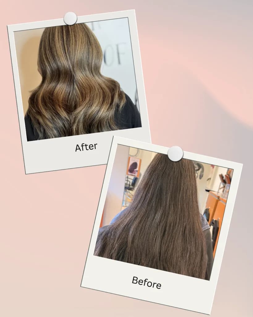 Highlights before and after result at Barclay's Salon