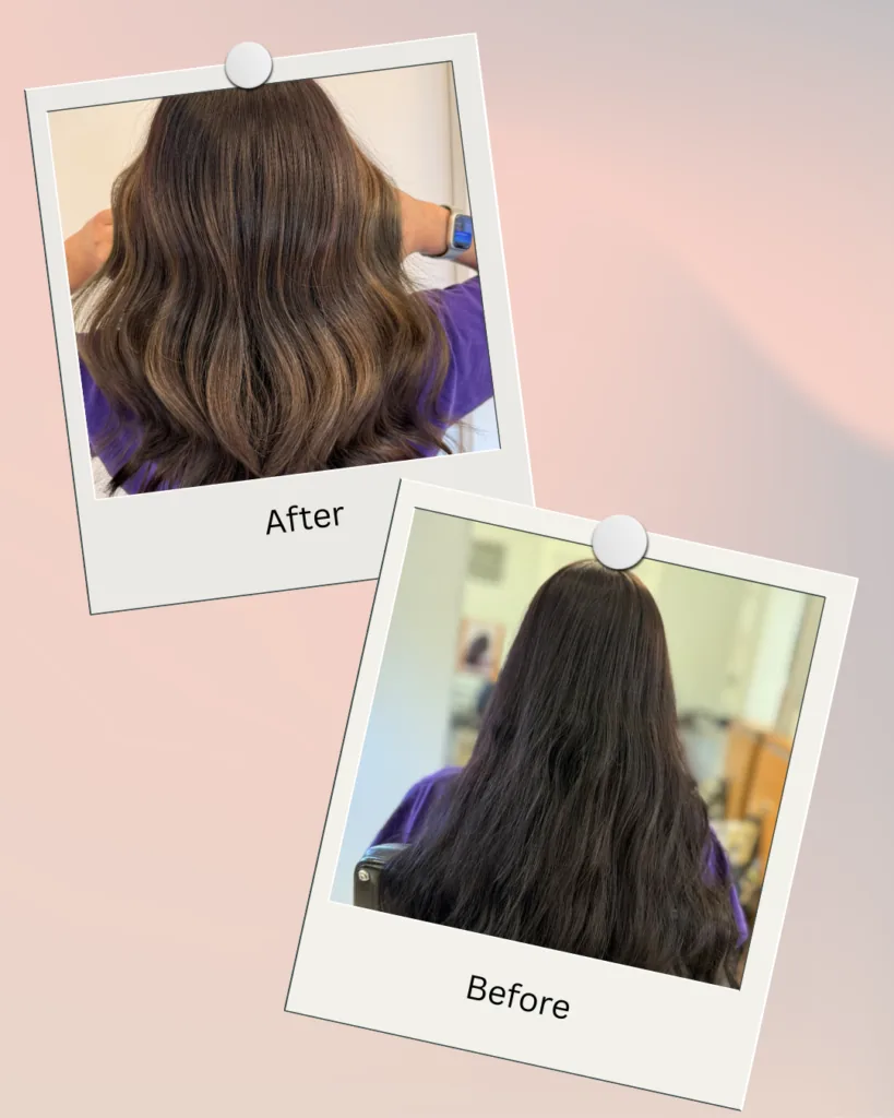 Highlights before and after result at Barclay's Salon