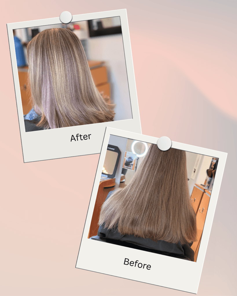 Fashion Color before and after result at Barclay's Salon
