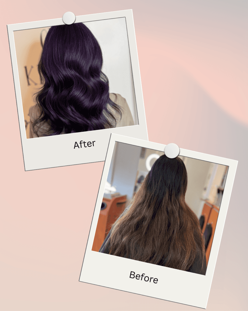 Fashion Color before and after result at Barclay's Salon