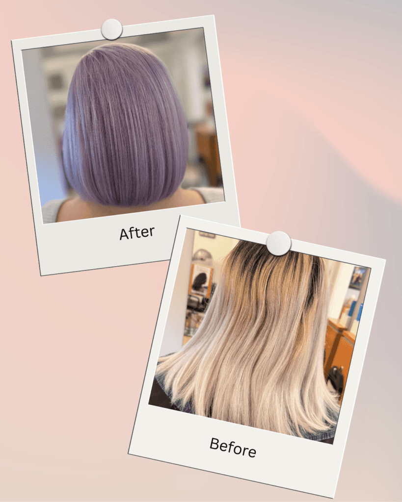 Color Correction before and after result at Barclay's Salon