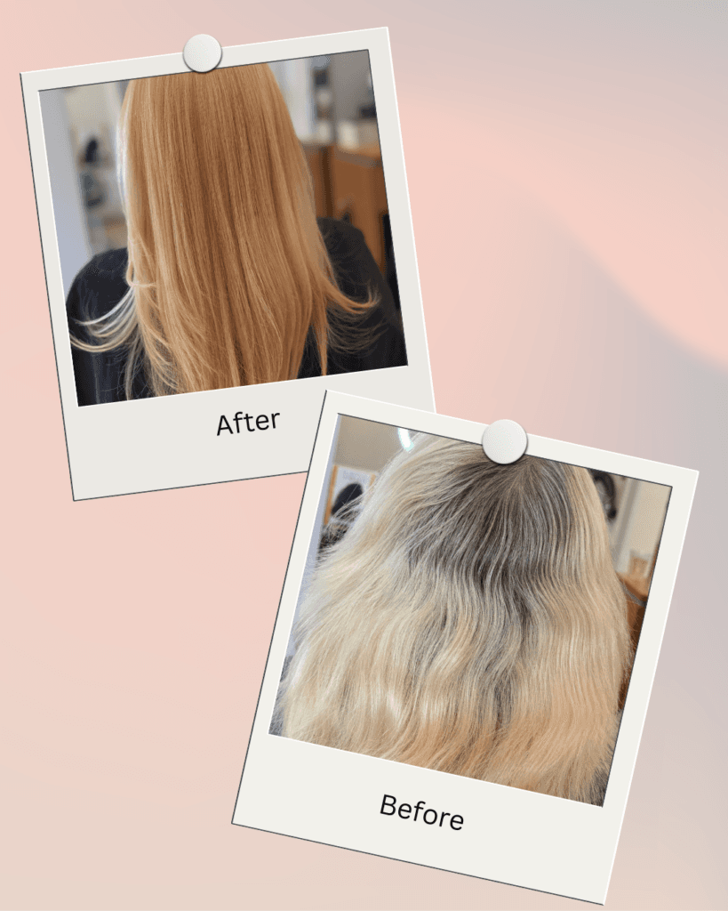 Color Correction before and after result at Barclay's Salon