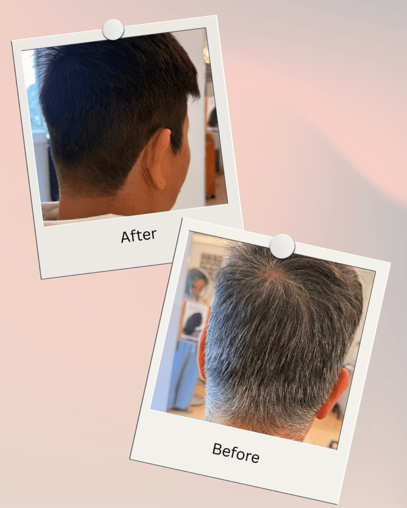 Custom Color before and after result at Barclay's Salon