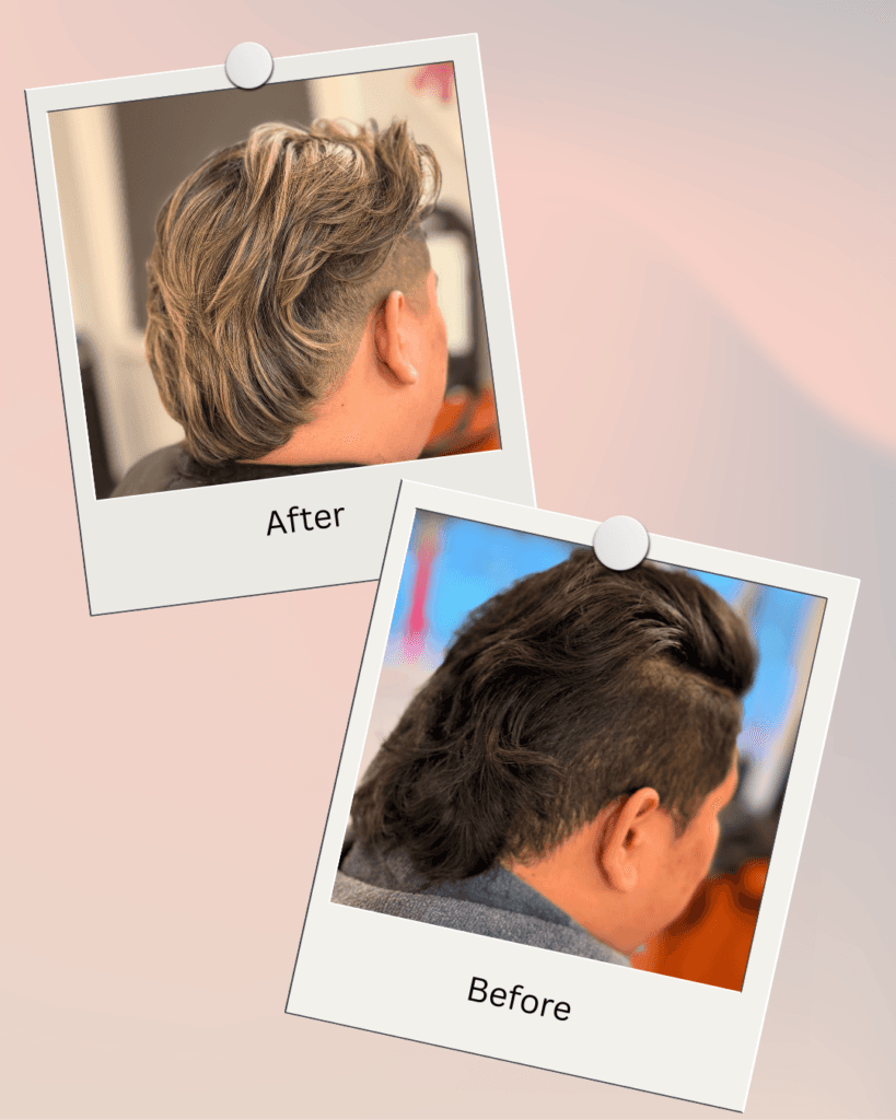 Custom Color before and after result at Barclay's Salon