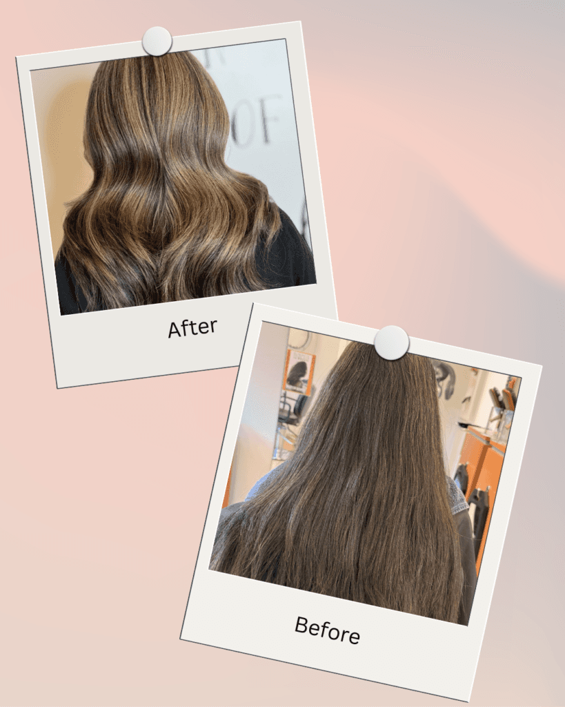 Highlights before and after result at Barclay's Salon