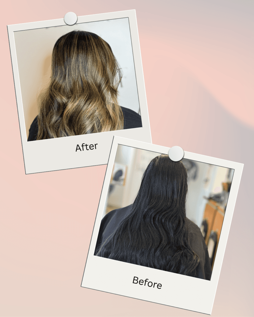 Highlights before and after result at Barclay's Salon