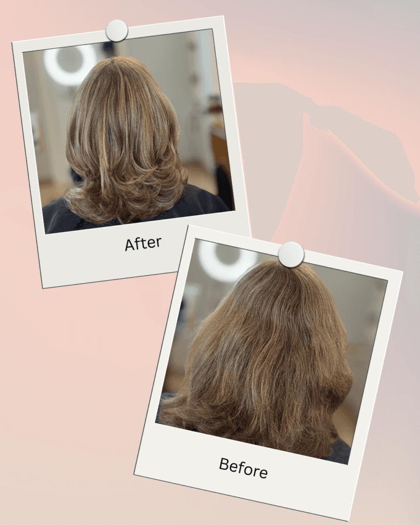 Highlights before and after result at Barclay's Salon
