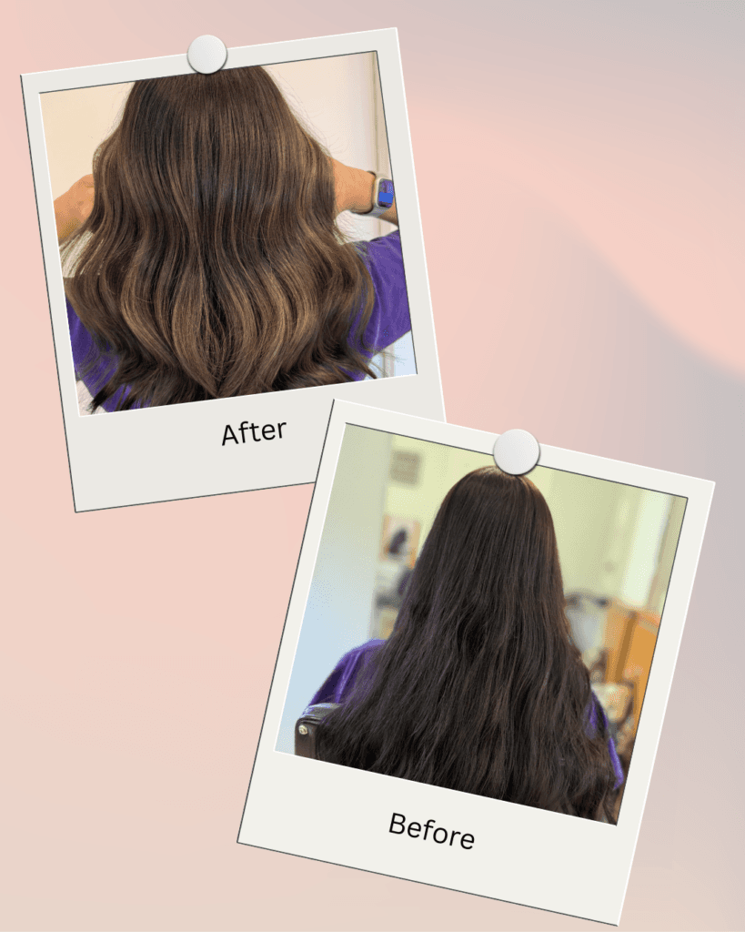 Highlights before and after result at Barclay's Salon