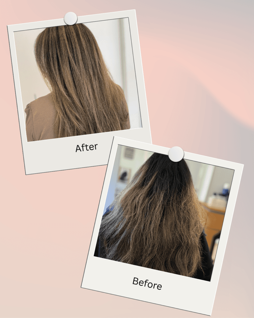 Highlights before and after result at Barclay's Salon