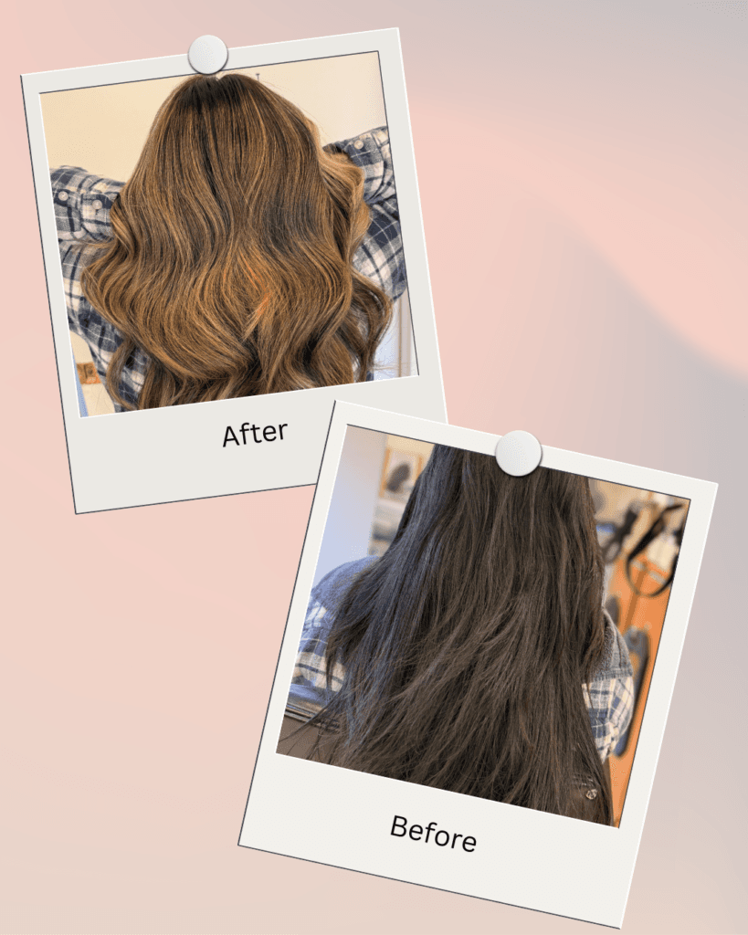 Highlights before and after result at Barclay's Salon