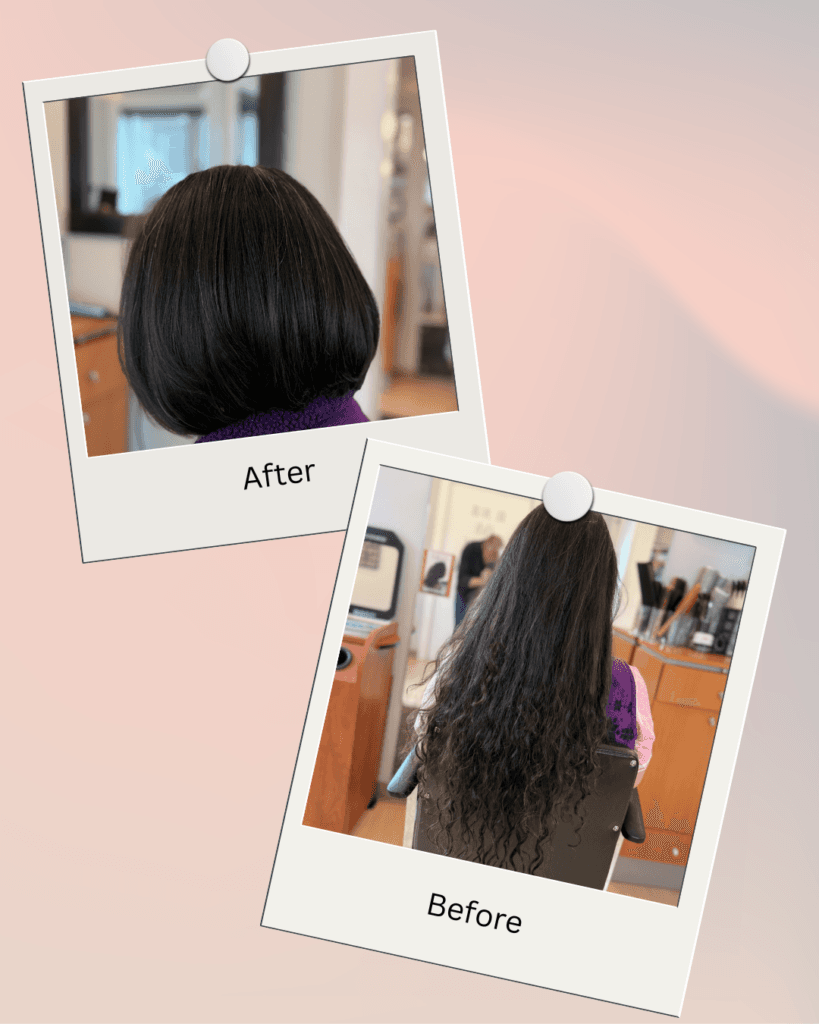 Transformation before and after result at Barclay's Salon